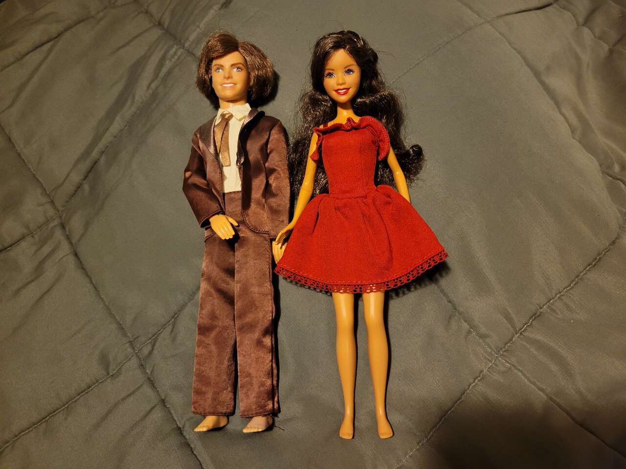 Disney High School Musical barbie and ken Dolls Set of 2 Gabriella in a red dress, Troy in brown suit
