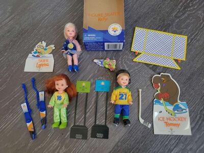 Mattel Barbie Kelly Club Dolls 2002 Olympic Winter Games SALT LAKE -Ice Hockey Tommy -Figure Skater Kelly -Skier Lorena