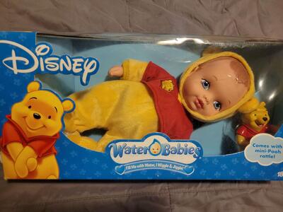 Disney Winnie the Pooh Water Babies Dress Up Snugglers Doll Playmates with rattle