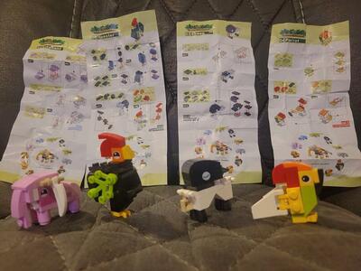 4 Lego Mini, Elephant, Rooster, Sheep, Parrot- Animal Kingdom