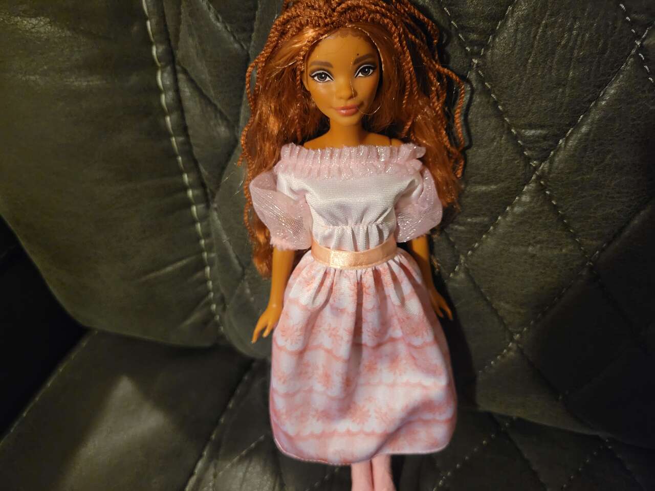 Disney Little Mermaid Celebration Live Action Ariel Barbie Doll Red Hair Pink Dress and shoes