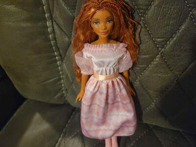 Disney Little Mermaid Celebration Live Action Ariel Barbie Doll Red Hair Pink Dress and shoes