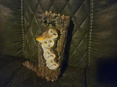 Barn Owl family in tree, wall mount, decorative 3D art...
