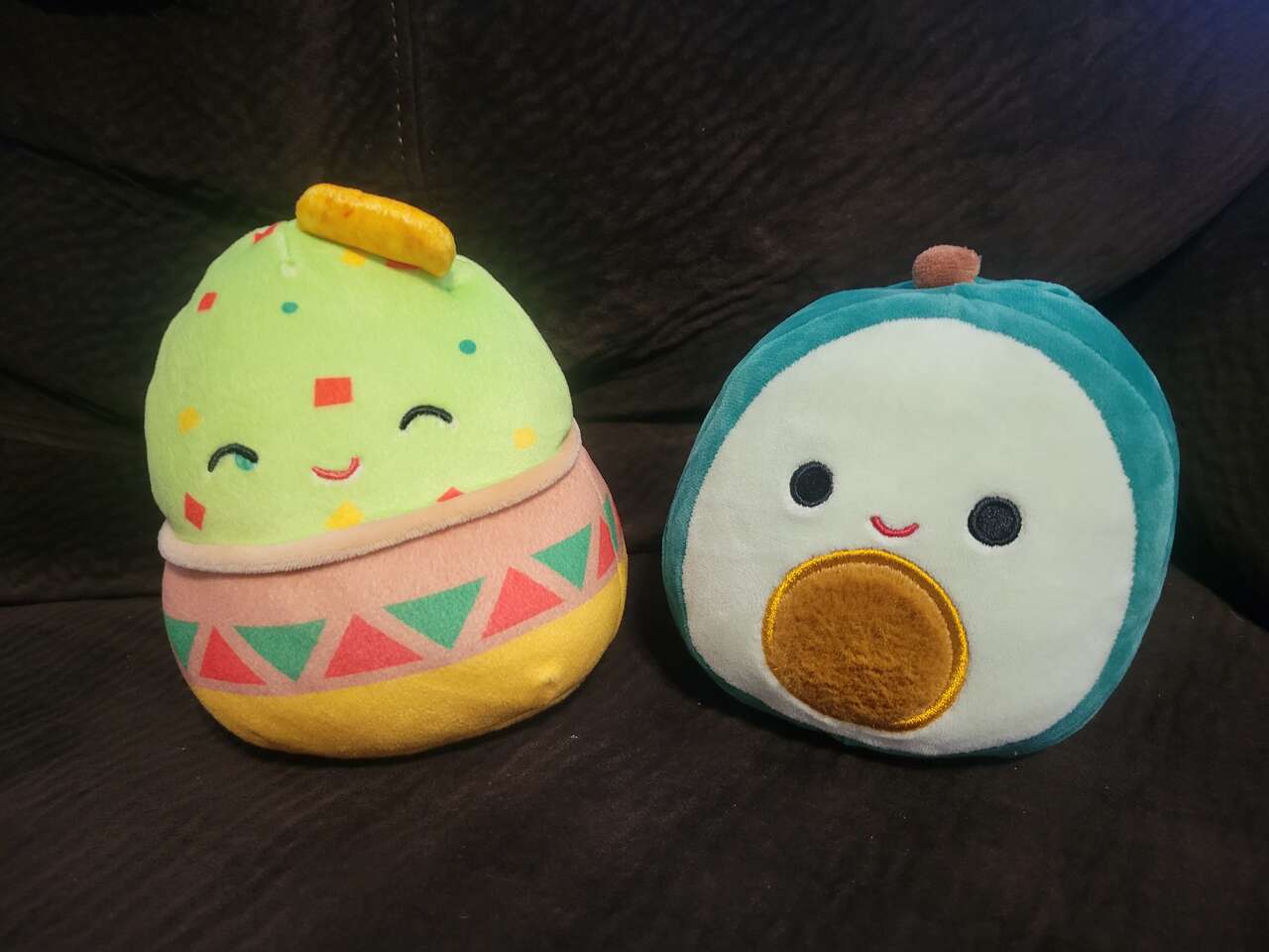 Mini Squishmallows, KellyToys Gideon the Guacamole with chip 5" Austin the Avocado 5" soft stuffed animals/foods