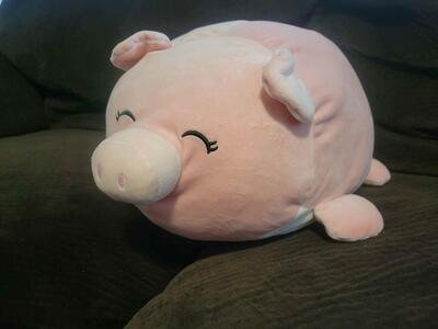 Smoochy Pals by Linzy Toys, soft plush stuffed animal Feels like, Squishmallows Pink Pig with white belly 15"