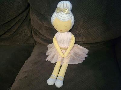 Princess Ballerina Dress Kids Throw pillow Pink- fort plush Doll 21"