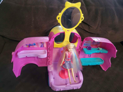 Sunny Day Glam Vanity Kids Girls Playset Vehicle Mirror, Chair, Brush, Blow dryer and Jojo Singing Doll that sings