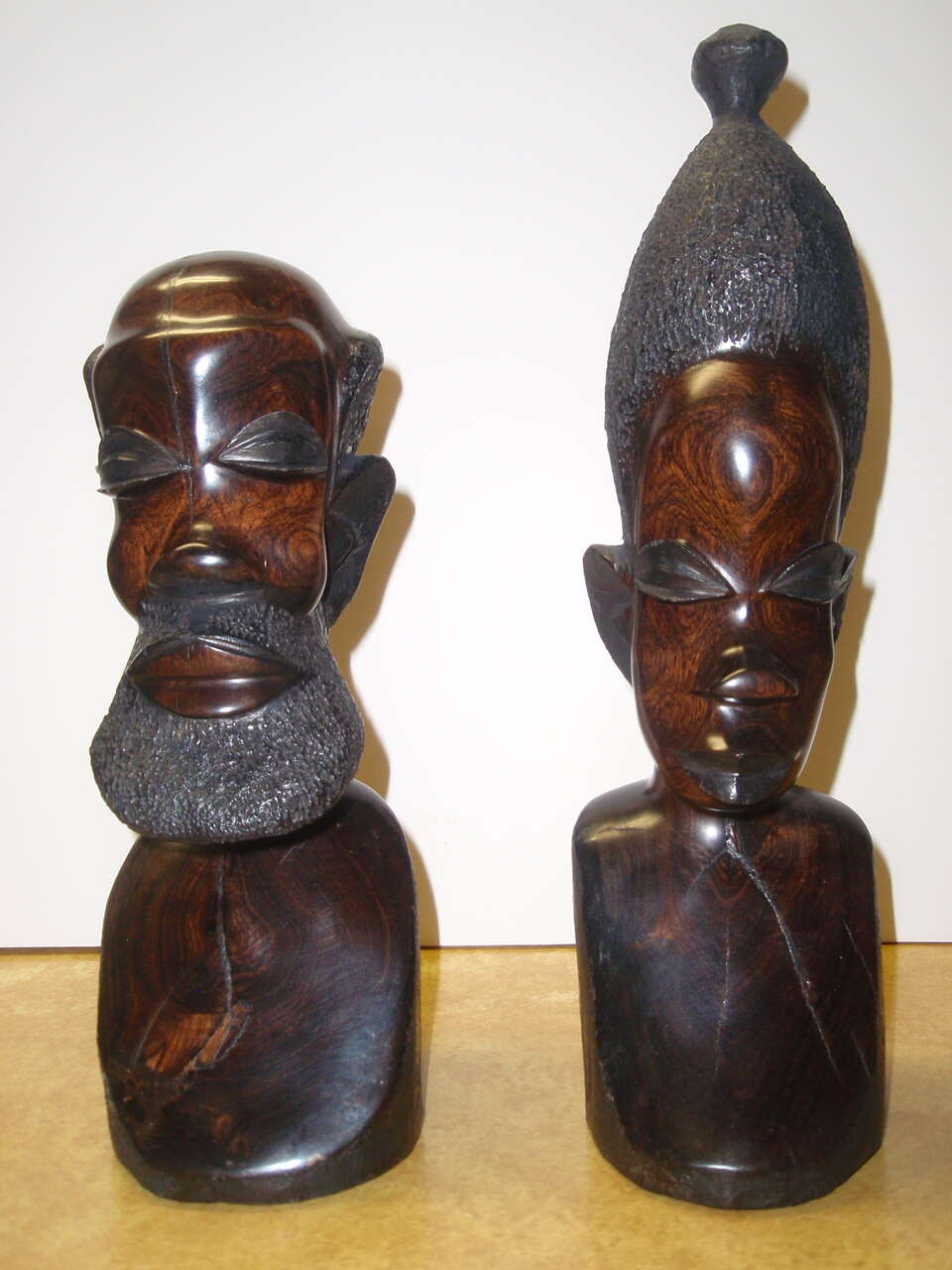 African man and woman wood carvings, 1 of a kind.