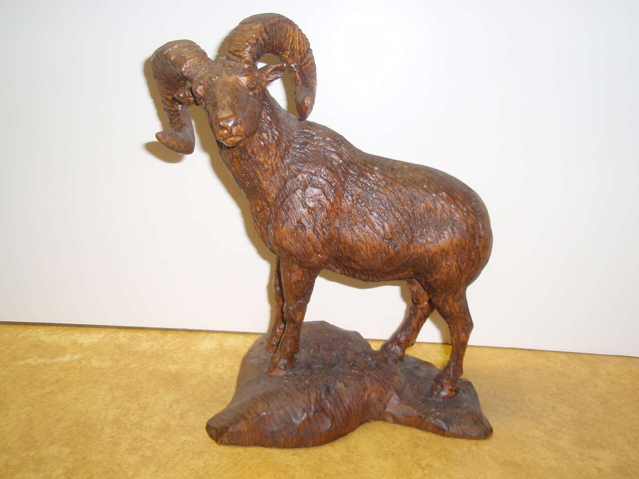 Rocky Mountain bighorn ram wood carving.  1 of a kind.