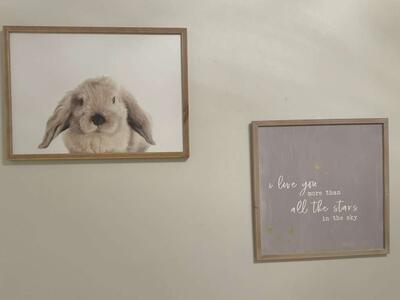 Nursery / Girls Room Artwork Wall Decor Bunny