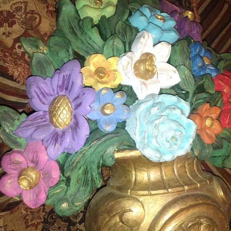 Syroco Floral Basket Wall Plaque