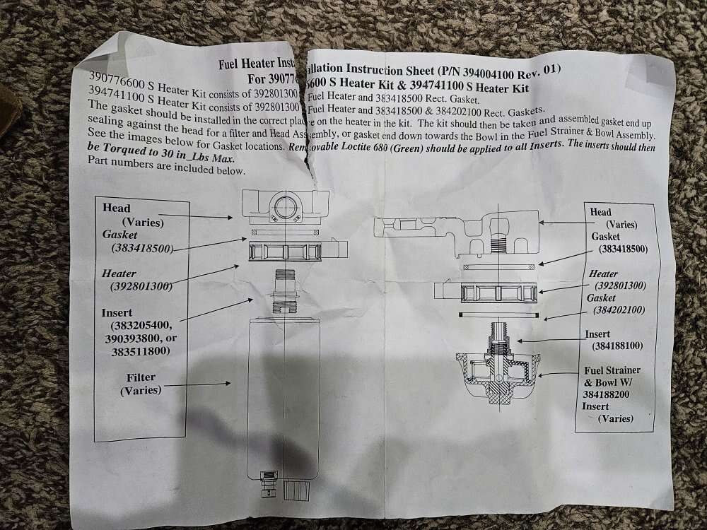 Dodge cummins fuel heater/ transfer kit