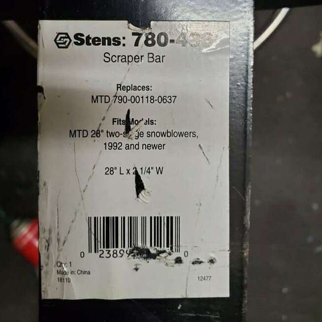 26 and 28 inch MTD Snowblower Shave/Scrapper Plate