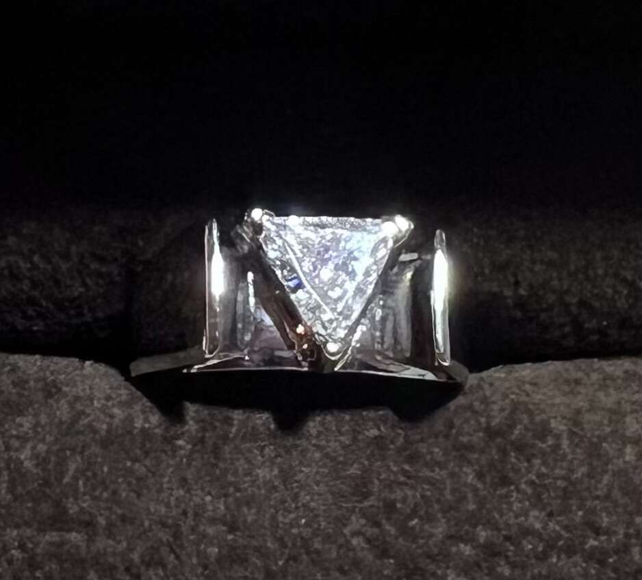 Unique NATURAL Trillion Cut Diamond Ring Rare