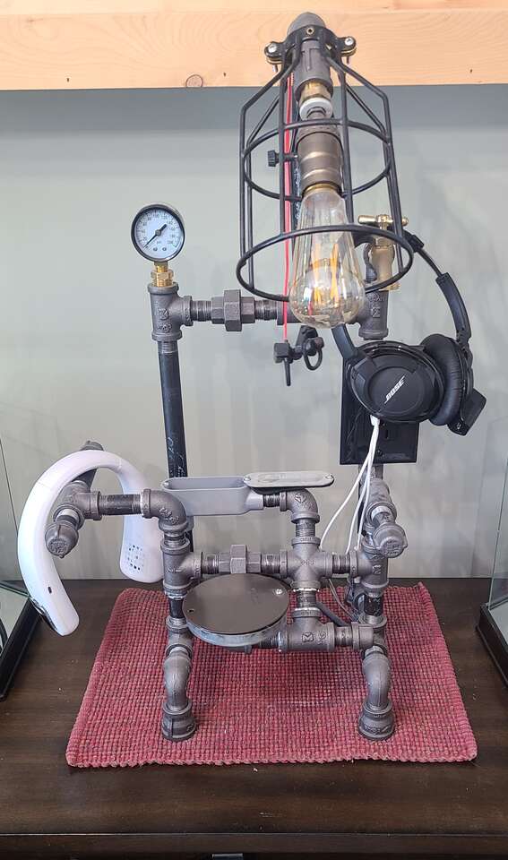 Iron Pipe Lamp and Charging Station