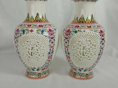 Jingdezhen China Hand Carved/Pntd porcelain Vases.