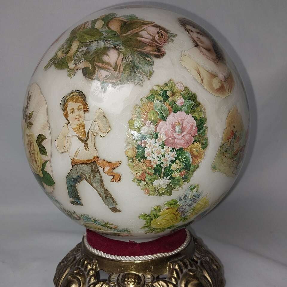 Antique early 19th century Decalcomania globe