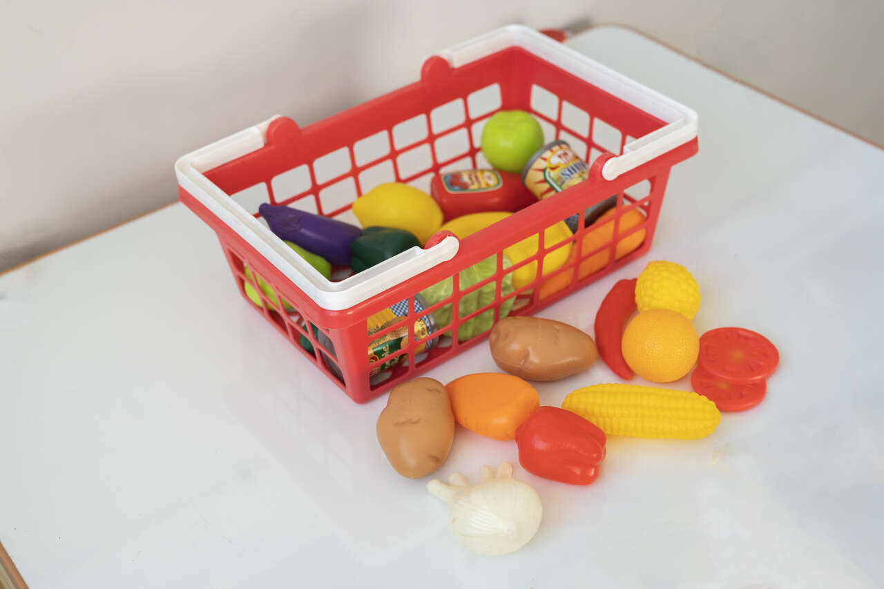 Grocery Basket Toy Set for Kids Baby