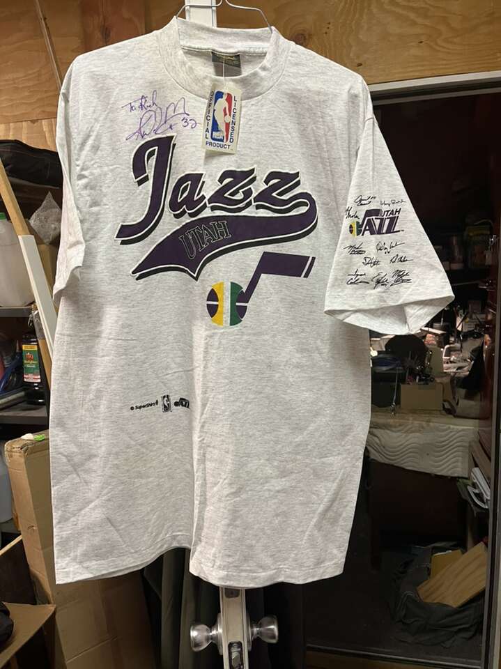 Autographed Karl Malone Tee Utah Jazz