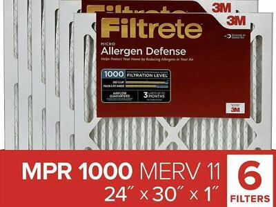 Filtrete 24x30x1 Air Filter MPR 1000 MERV 11 qty-6