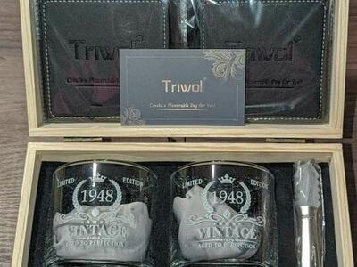 2 Glass and Whiskey Stones Gift Set Box
