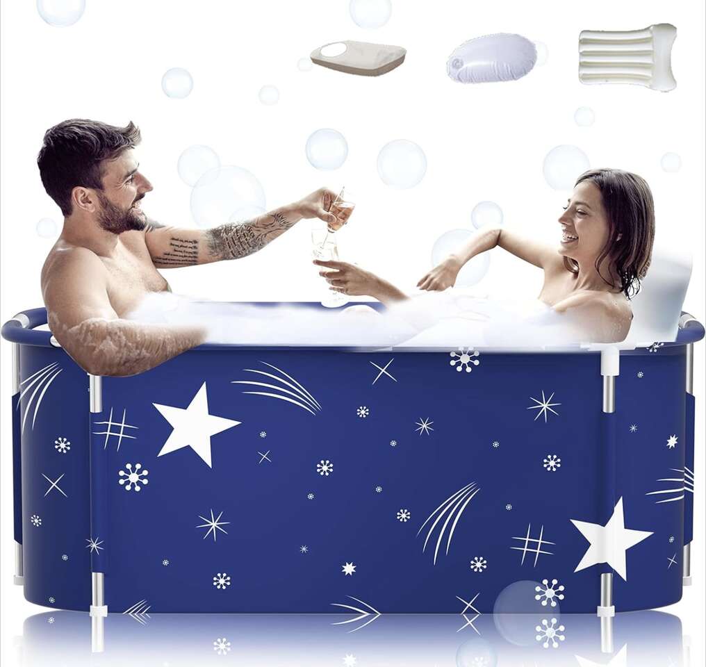 53" XL Portable Foldable Bathtub Metal Frame & Lid