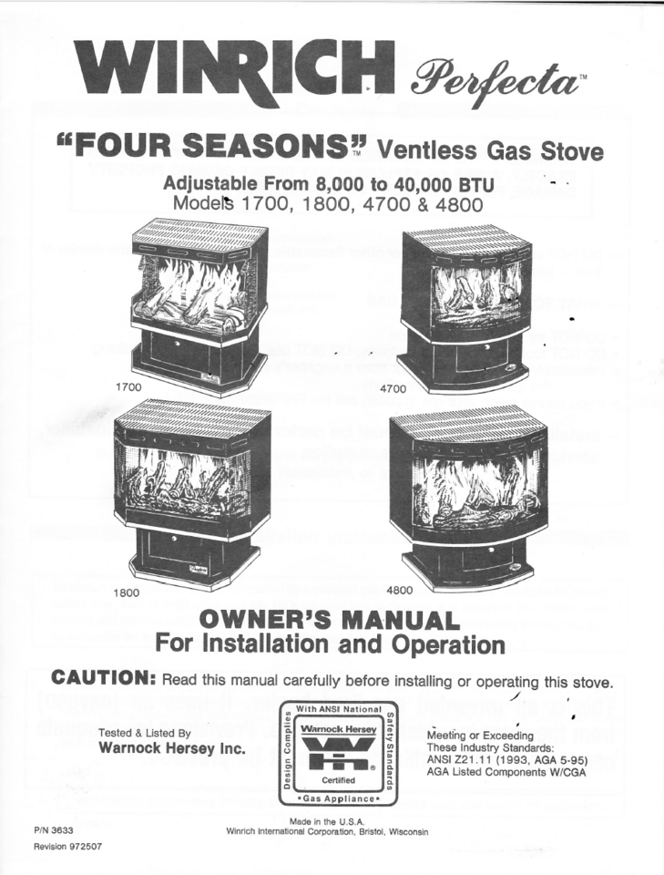 Ventless Gas Fireplace / Heater Appliances