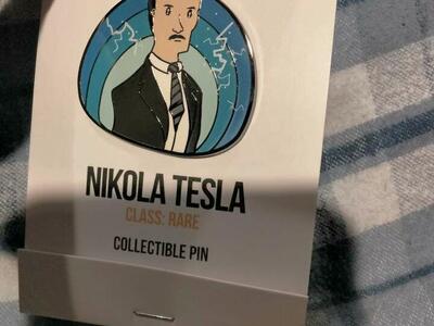 The Oatmeal Nikola Tesla Rare Pin