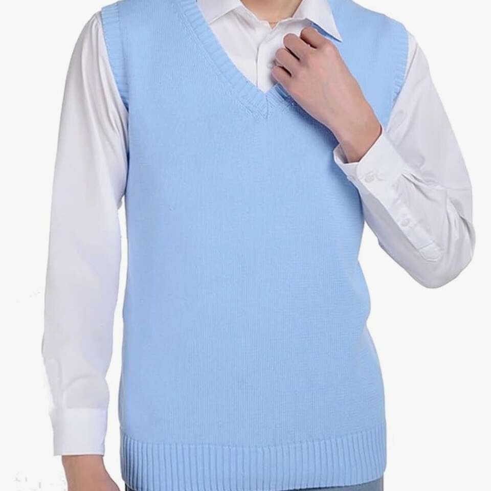 Knitted Cotton V-Neck Vest