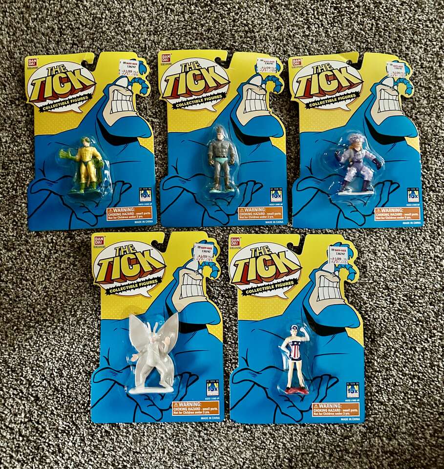 The Tick Cartoon 3 1994 Collectible Figures.