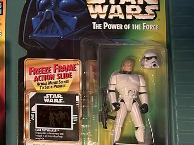 Luke Skywalker 1997 Action Figure in Storm Trooper Disguise with Freeze Frame Action Slide.