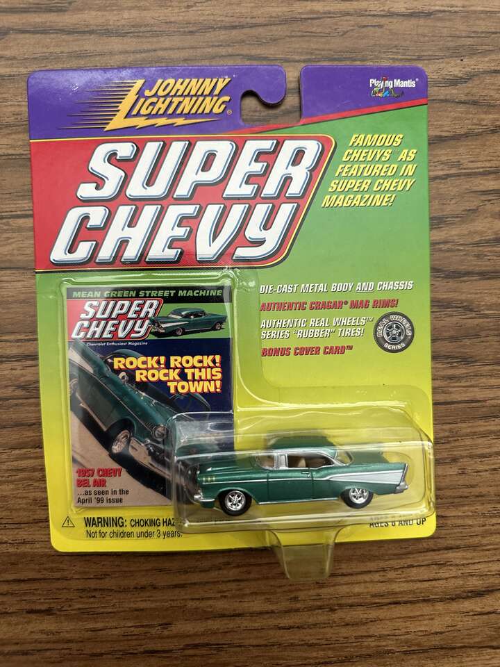 Johnny Lightning 1999 Super Chevy 1957 Belair Die Cast Metal Body & Chassis.