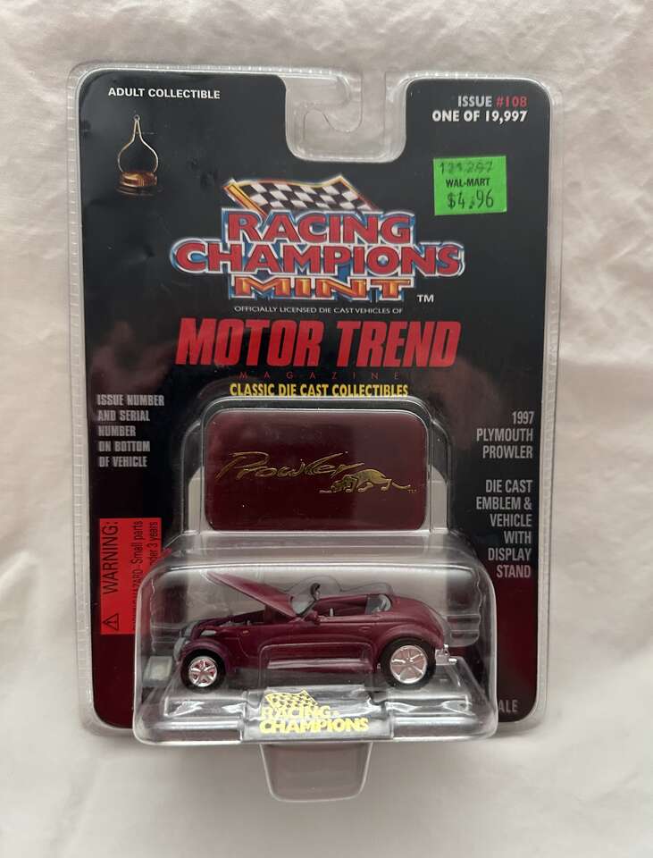 Racing Champions Mint Burgandy 1997 Plymouth Prowler, 1:57 Scale Die Cast Collectible Vehicle.