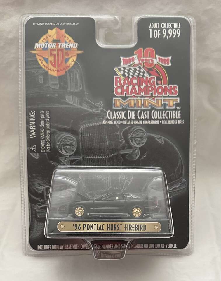 Racing Champions 1999 Mint Presents the 1996 Black Pontiac Hurst Firebird 3.25 Inch Scale Die Cast Vehicle.