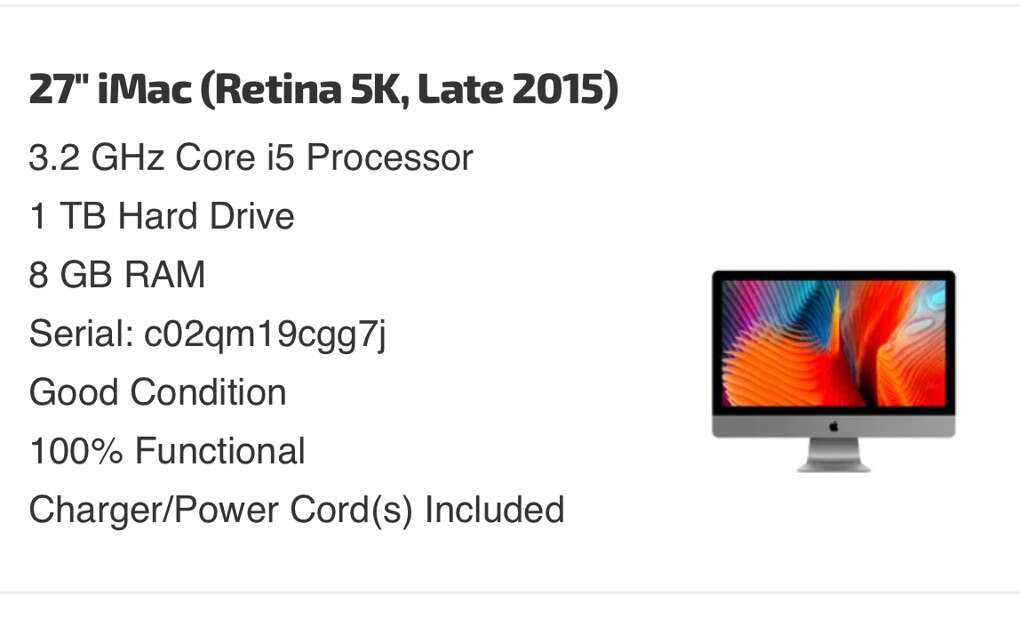 27” iMac Retina 5K, Late 2015