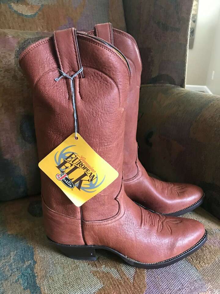 RARE! JUSTIN 8/D EUROPEAN ELK Cowboy Western Style Boots New in the Box