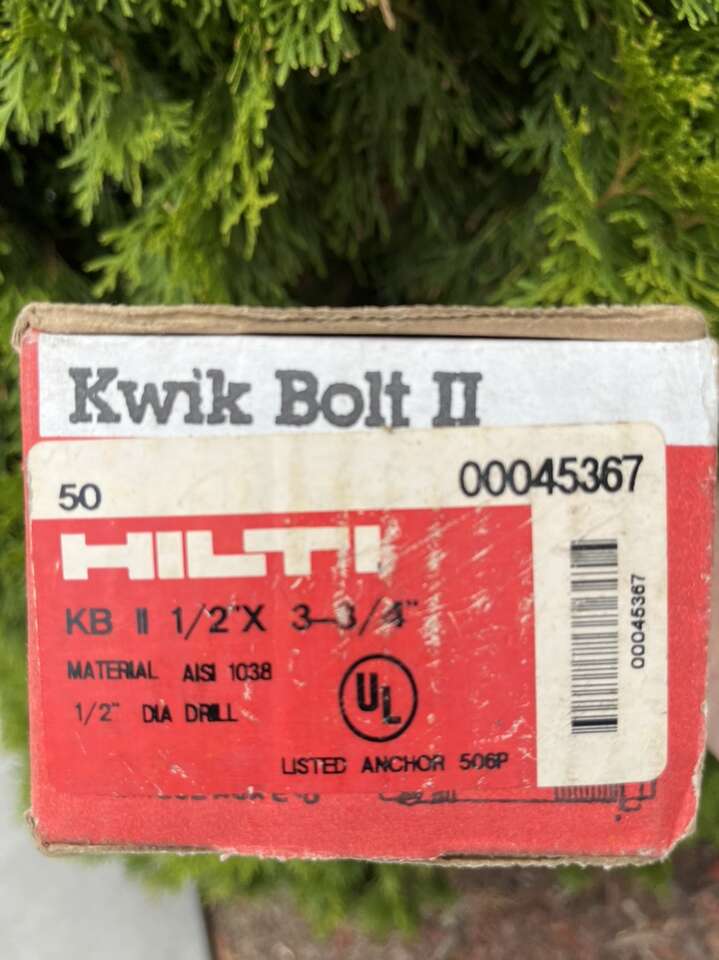 Hilti Anchors 1/2” X 3 3/4”