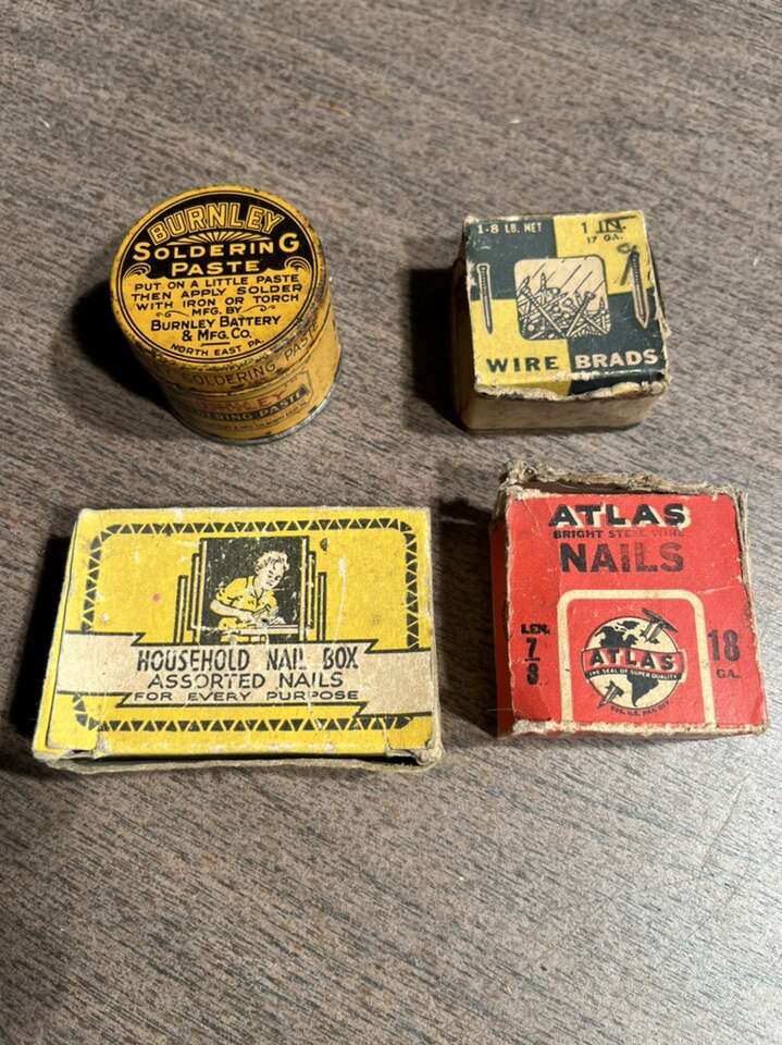 Vintage Soldering Flux And Nails