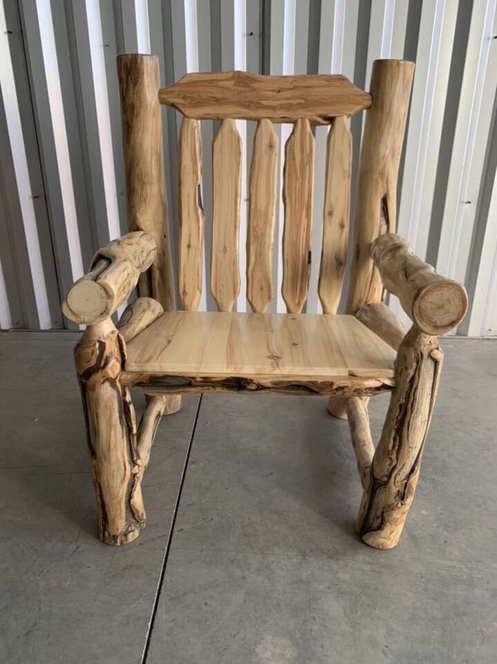 Work of art Rustic Aspen log chair