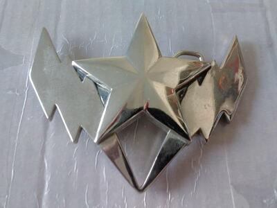 Lightning bolt and freedom star belt buckle