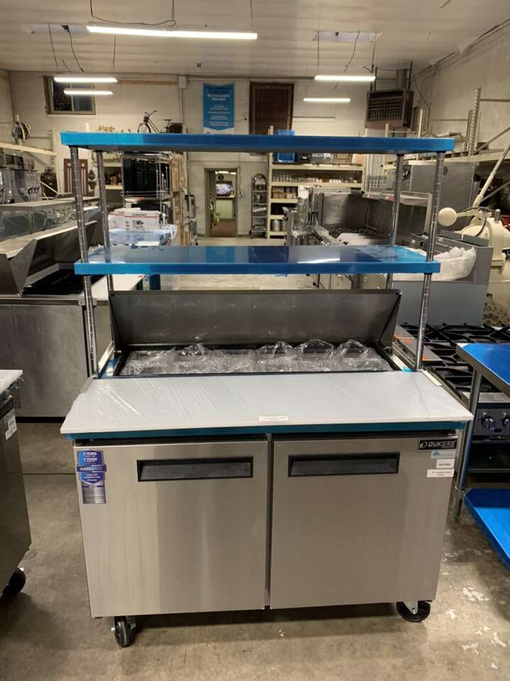 New 48''Sandwich Prep Table with 18 in depth double Over Shelves.