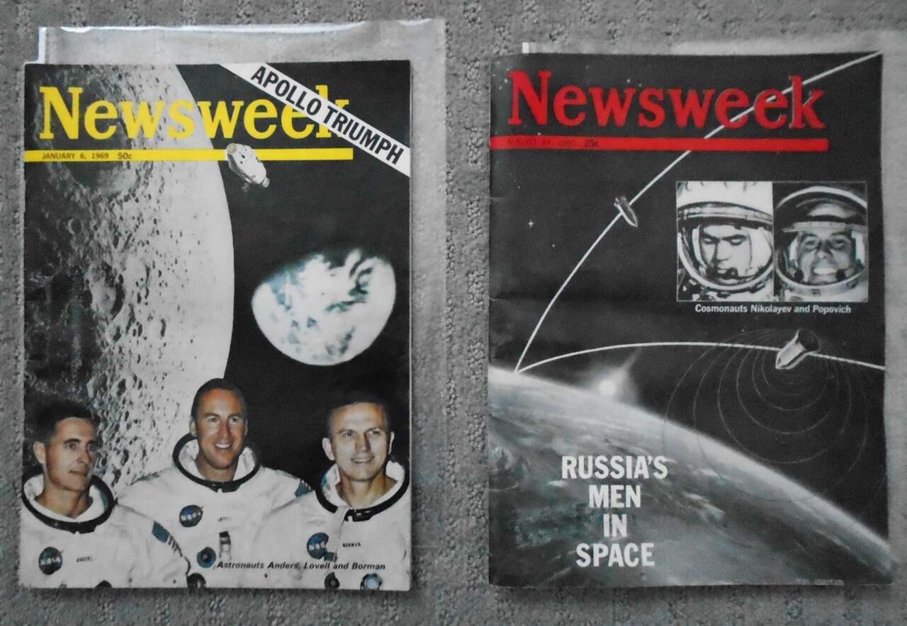 Two Newsweek Space Magazines Aug 1962 & Jan 1969 - Both for one price.
