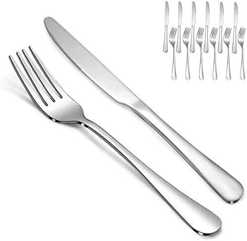 30 Piece Silverware Set with Dinner Knives and Dinner Forks,Flatware Set ...