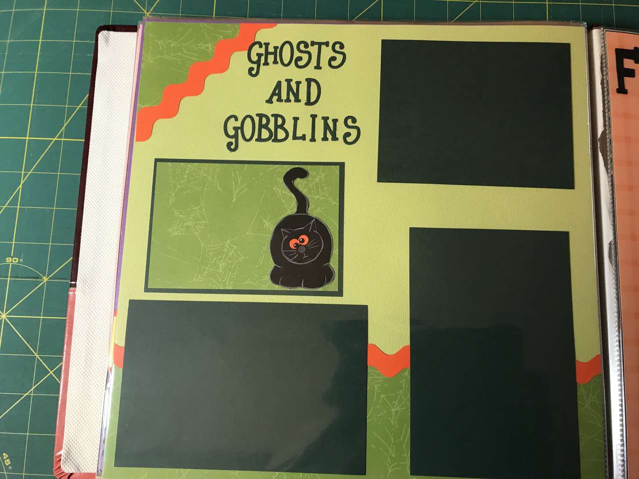 Pick From the Following:  1 Set - Scrapbook 12in x 12in Pre-made Hand Pieced Pages or Kits Halloween Design