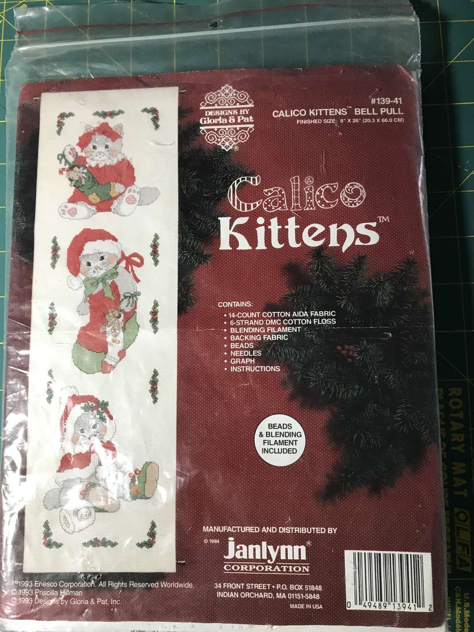 Calico Kittens Bell Pull Cross Stitch 8” x 26” by Janlynn, New