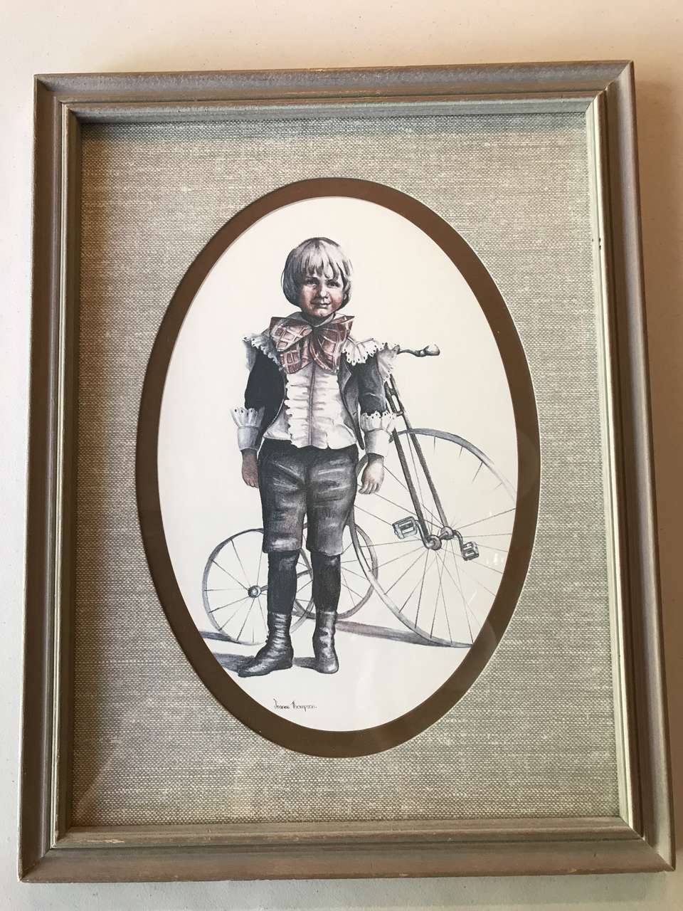 Joanne Thompson Girl and Boy Framed Prints 17 1/2in x 13in, Signed