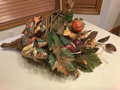 Cornucopia Horn of Plenty Grapevine Woven Basket for your Thanksgiving Table