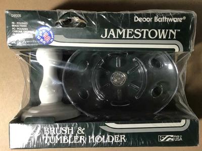 Toothbrush and Tumbler Holder Wall Mount White/Clear by Decor Bathware, New, Made in USA and