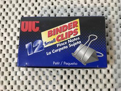 OIC Package of 12 - 3/4in Binder Small Clips Black, Or Paper Clips or Hole Punch or
