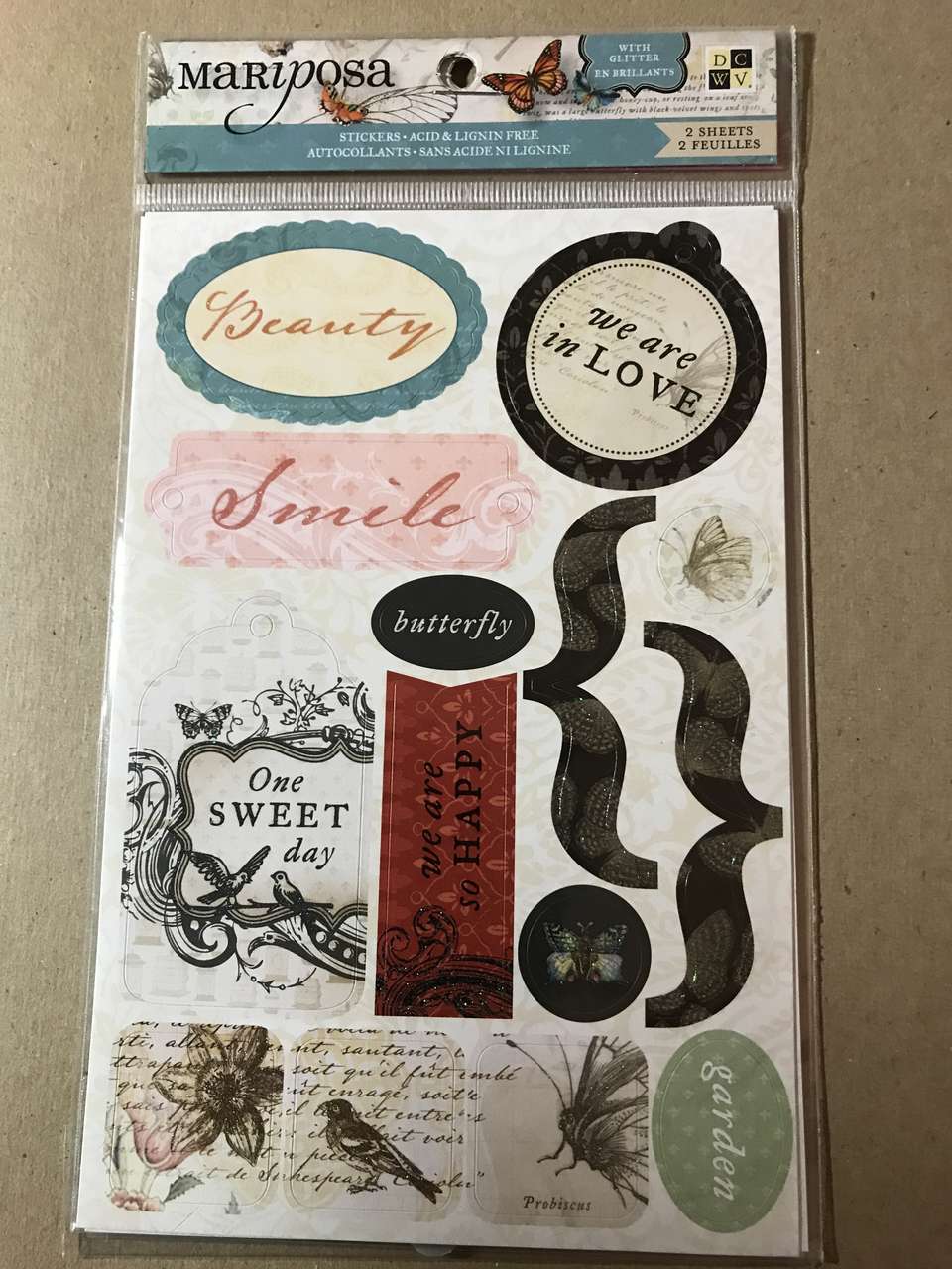 CHOOSE DCWV Be Mine Rub-Ons or DCWV Mariposa Stickers 2 Sheets, NIP or SEI Rub-Ons